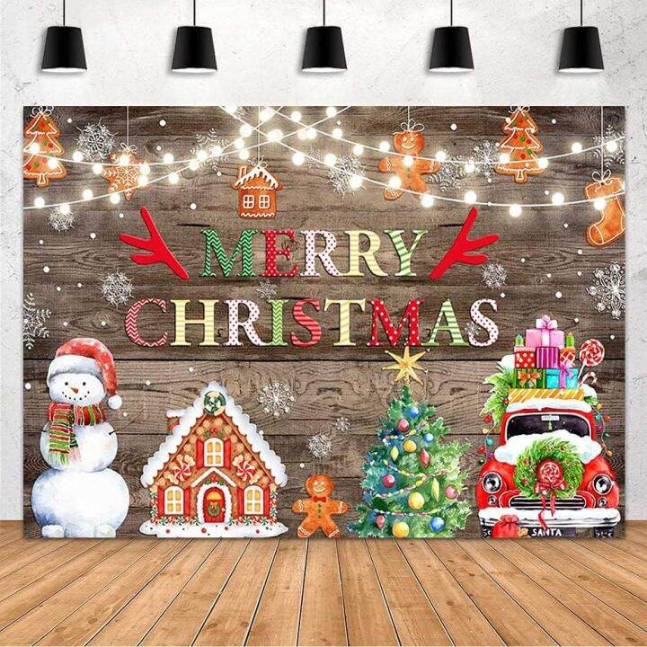 Christmas Backdrop for Photography Merry Christmas Rustic Wood Banner ...