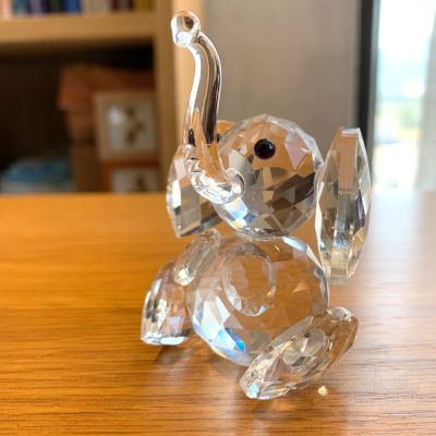 Clear Crystal Cute Elephant Figurine Glass Animal Mini Sculpture Paperweight Home Decor Table Ornament Xmas Kids Lady Favor Gift