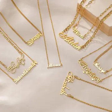 Mens gold store necklace with name