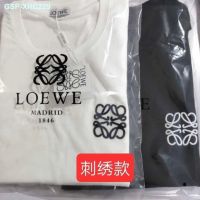 LOEWE เสื้อยืดคู่รัก,ใหม่2023ฤดูร้อนเสื้อยืดคู่แขนสั้นรุ่นเกาหลีแบบหลวมลูกไม้ผ้าฝ้ายบริสุทธิ์