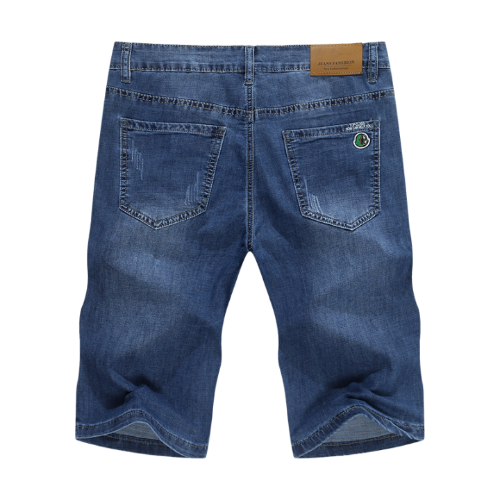 summer-denim-shorts-for-men-jeans-straight-cut-business-casual-ultrathin-stretch-fashion-pockets-mens-cropped-pants-cowboys