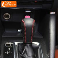 【HOT】 Car Leather Shift Knob Cover for Mazda 3 Axela Atenza CX-5 CX3 CX-3 CX5 2015-2020 AT Gear Head Collars Handbrake Covers