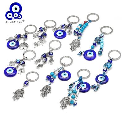 LUCKY EYE Hamsa Hand Evil Pendant Keychain Color Chain Car Keyring for Men Jewelry BE29