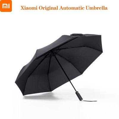 ร่ม Xiaomi มีบังแดด UV 3พับอัตโนมัติและร่มร่มสนามกันฝนกระดูกคุณภาพสูงที่แข็งแรง