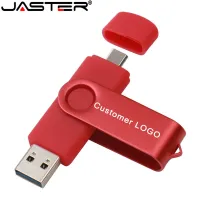 JASTER OTG แฟลชไดร์ฟ USB 64GB อะแดปเตอร์ TYPE-C ฟรีไดร์ฟปากกาแฟลชไดร์ฟปากกาแสงแฟลชแผ่นดิสก์หน่วยความจำสีแดง32GB สำหรับ Android Micro /Pc