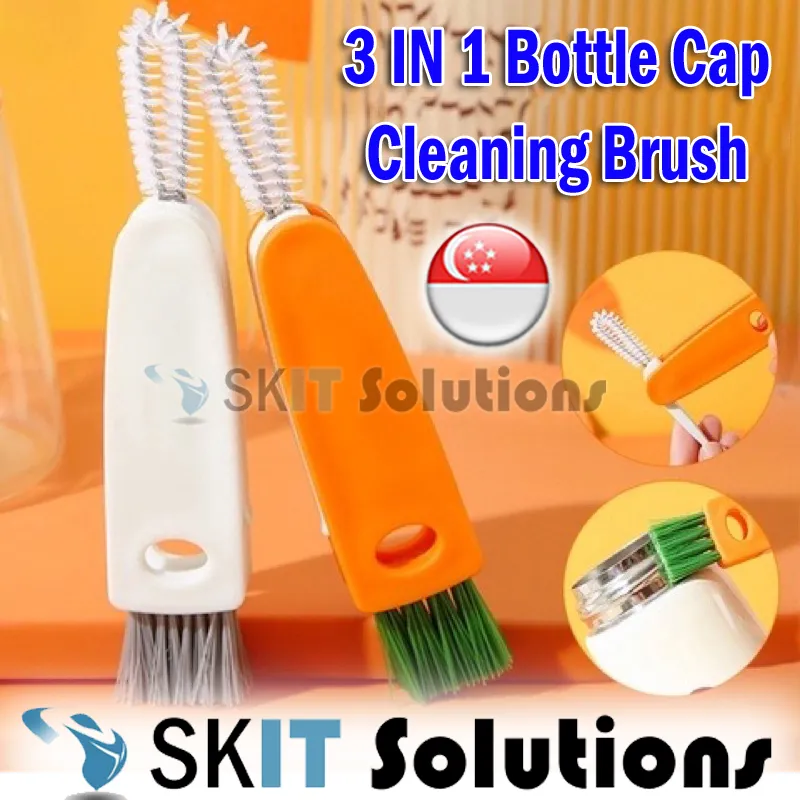 SKIT SG】3in1 Carrot Cup Bottle Cover Lid Cleaning Brush, Mini Baby Bottle  Cap Spiral Brush