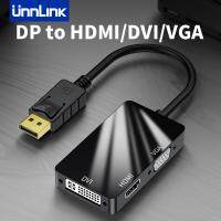 Unnlink Hub adaptor kabel display Thunderbolt Mini DP ke HDMI VGA DVI 4K 1080P untuk MacBook Pro Air 3 In 1 keluar