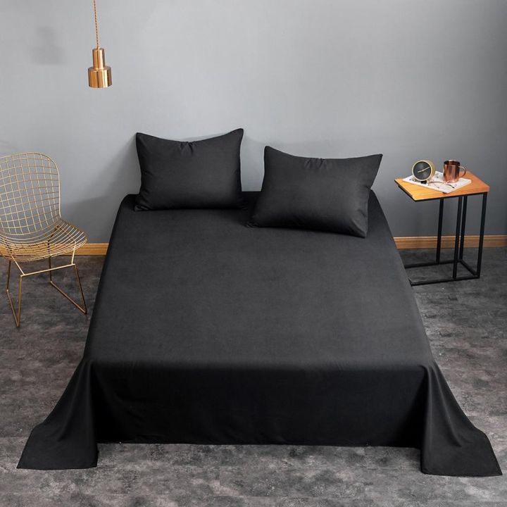 bonenjoy-1-pc-bed-sheet-black-double-queen-king-size-bed-sheet-solid-color-flat-sheet-for-adult-sheet-sets-no-pillowcase