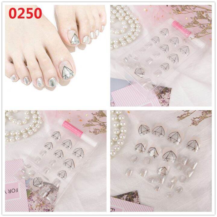 24x-french-nail-art-fake-toe-acrylic-artificial-feet-nails