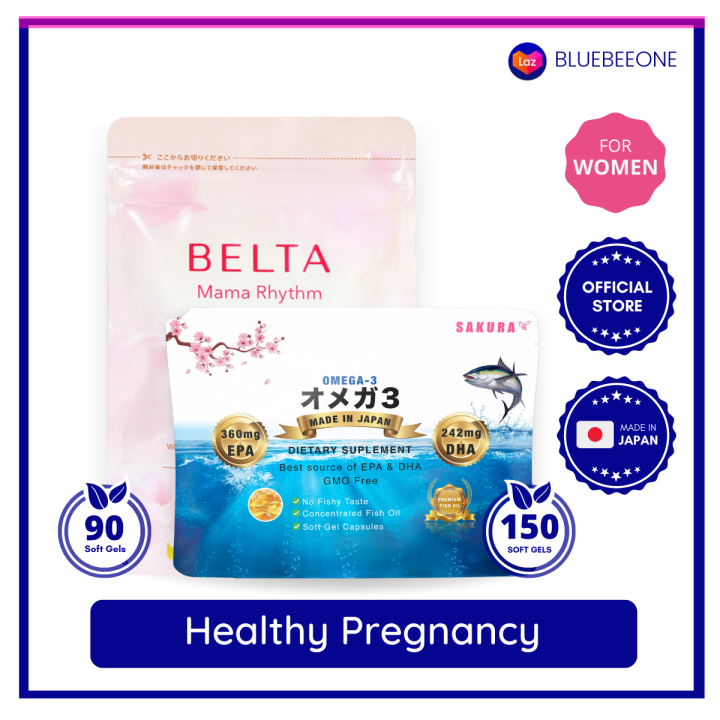 BELTA Mama Rhythm & Sakura Omega 3 Fish Oil Booster Increase Breastmilk Supply EPA DHA Fatty