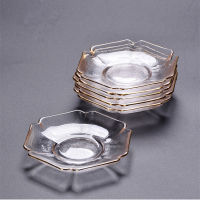 Japanese Style Glass Teacup Coaster Tea Set Accessory Thermal Insulation Tea Cup Tray Crystal Cup Saucer Teaset Accessories