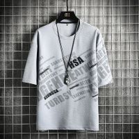 [COD] 2002 new summer letter sweat-absorbing T-shirt personality fashion all-match mens non-fading thin