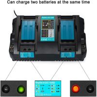 ；’；‘、。 EU Double Battery Charger For Makita 6A Charging Current 7.2V-18V BL1830 BL1815 Bl1430 BL1420 DC18RC DC18RD DC18RA Power Tool