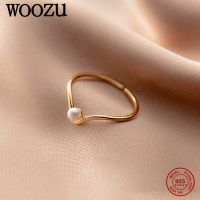 {BUSA Fashion Accessories} WOOZU 925แหวนใส่นิ้วไข่มุกทรงกลมปรับได้สีเงินสเตอลิงเรียบง่ายสำหรับผู้หญิงแหวนแต่งงานเกาหลีเครื่องประดับที่ละเอียดอ่อน