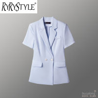 RYRYSTYLE เสื้อเบลเซอร์963แขนสั้นสำหรับผู้หญิง,เสื้อสูทมืออาชีพคาปรีทางการชุดสัมภาษณ์ใหม่2023