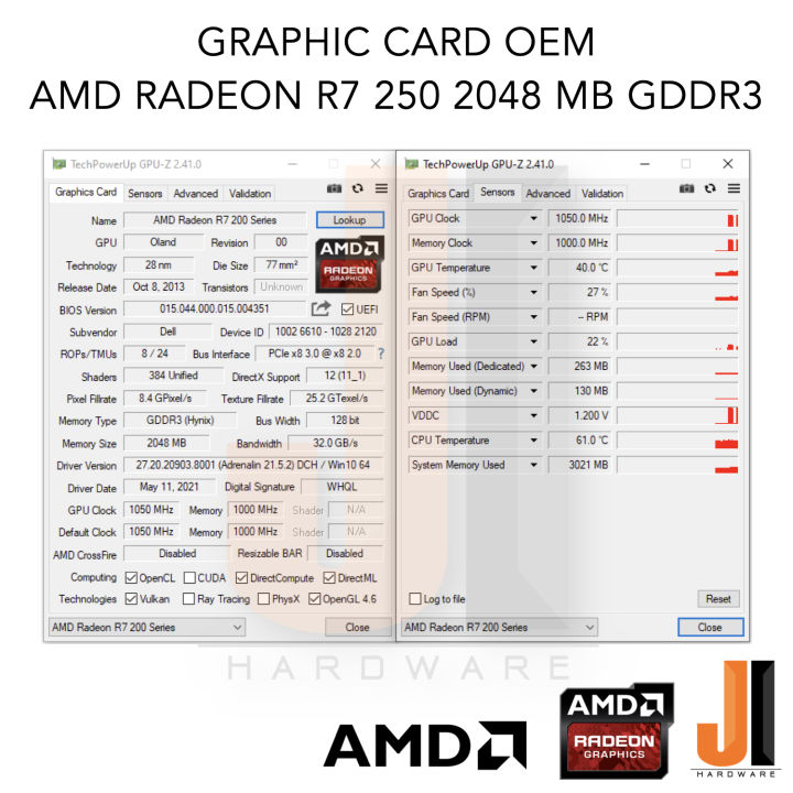 graphic-card-amd-radeon-r7-250-2048mb-128-bit-gddr3-oem-สินค้ามือสองสภาพดีมีการรับประกัน