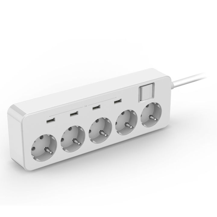 multiple-power-strip-surge-protection-5-way-leads-outlets-eu-electric-plug-sockets-with-usb-charging-adapter-1-5m-extension-cord
