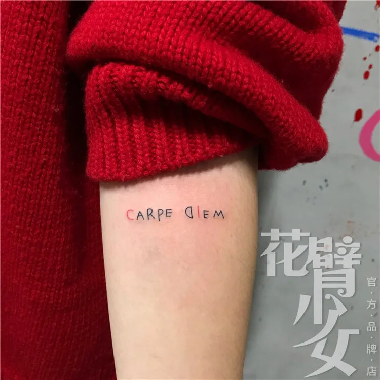 Flower Arm Girl Tattoo 168 Lines English Letters Tattoo Sticker Instant Fun  English Carpe Diem | Lazada