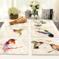 ที่มีสีสันบทคัดย่อ H ummingbird หยิบน้ำหวานครัว placemat ผ้าลินินโต๊ะรับประทานอาหารเสื่อแผ่นชามถ้วยเสื่อตกแต่งบ้านจานรองแก้ว