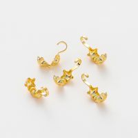 20Pcs End Caps Clasps 14K/18K Gold Silver Color Plated Brass Star Crimp Wire Covered Clasps for DIY Jewelry Making Supplies