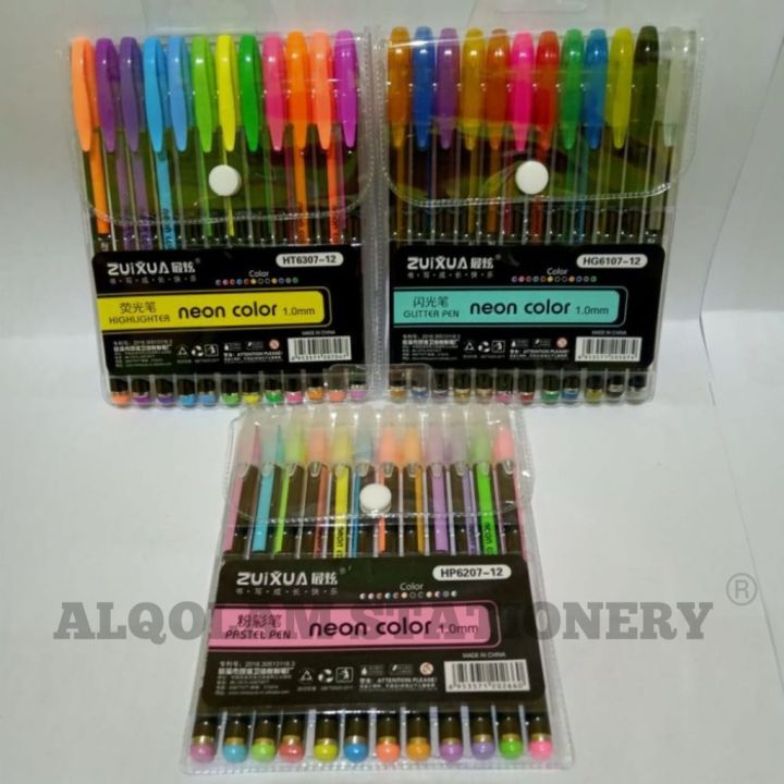 Neon Color Gel Pen Set - Metal, Pastel, Highlighter, and Glitter