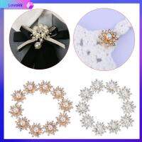 LOVOKK 10PCS 16MM DIY เครื่องประดับกิ๊บ ชุบ หัวเข็มขัดไข่มุก ปุ่ม Rhinestone ตัดเย็บเสื้อผ้า ปุ่มเกล็ดหิมะ