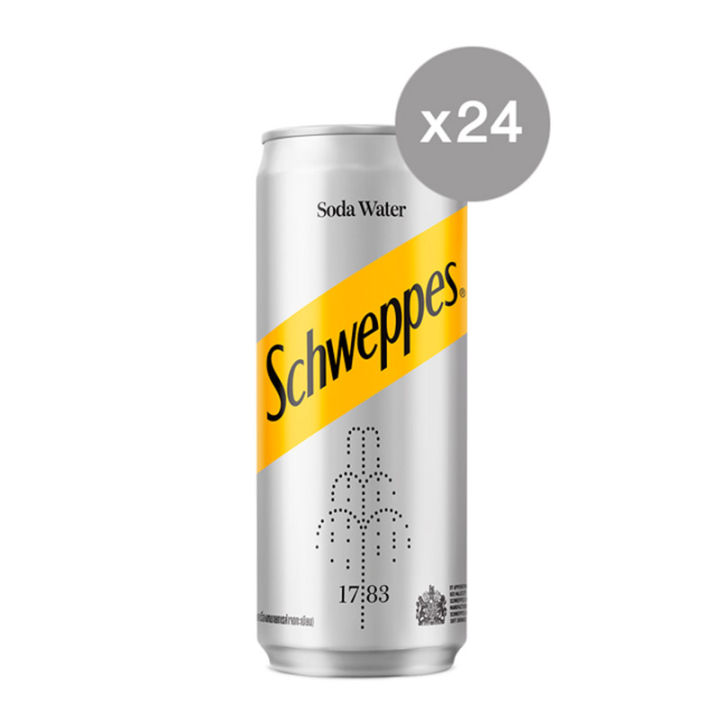 สินค้ามาใหม่-ชเวปส์-น้ำโซดา-330-มล-x-24-กระป๋อง-schweppes-soda-water-330-ml-x-24-cans-ล็อตใหม่มาล่าสุด-สินค้าสด-มีเก็บเงินปลายทาง