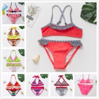 【CC】2~14Y Girls swimsuit Two pieces Girls Bikini Sets Children Swimwear Girls Swimming outfit Kids Beachwear Biquini infantil-ST139