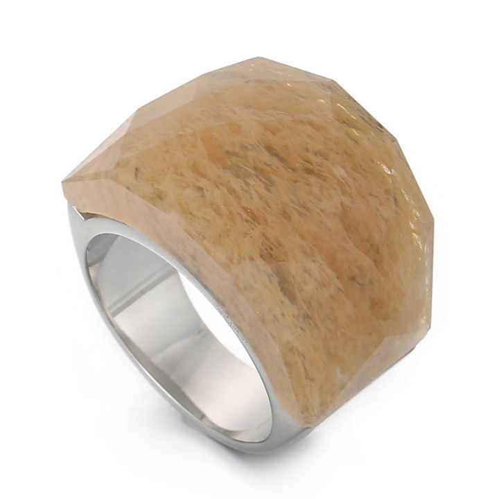 kalen-แหวนแฟชั่นประดับหินธรรมชาติหลากสีสำหรับผู้หญิงแหวนชุบทอง18k-เครื่องประดับแฟชัน