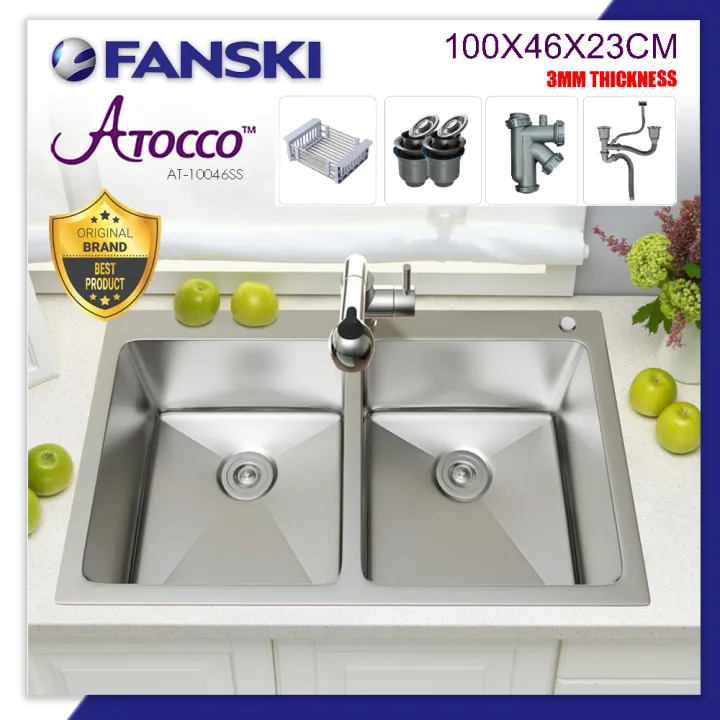 AT-10046SS Stainless Steel Double Bowl Kitchen Sink Sinki ...