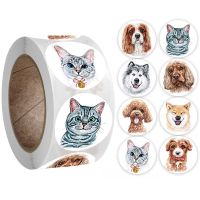 100-500pcs Cartoon Animals Cat Dog Stickers Labels Reward Sticker School Teacher Kids Smiley Stationery Gift Thank You Sticker Stickers