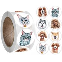 100-500pcs Cartoon Animals Cat Dog Stickers Labels Reward Sticker School Teacher Kids Smiley Stationery Gift Thank You Sticker Stickers Labels