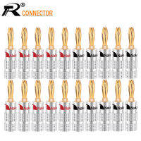 20pcs10pairs Nakamichi BANANA PLUGS 24K Gold-plated 4MM Banana Connector with Screw Lock For Audio Jack Speaker Plugs Black&amp;Red