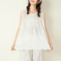 Gifts Factory Outlet Japanese Mori Sweet Hollow Embroidery White Veopal 2022 Summer New Model Cotton And Mahita Loose