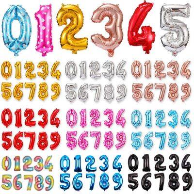 16 32 inch Pink Blue Big Number Foil Balloons Digit Helium Balloon Birthday Party Wedding Decor Air Balls Event Party Supplies Balloons