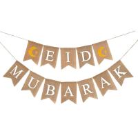 1 Set EID MUBARAK Swallowtail Flag Muslim Ramadan Decoration Bunting Linen Swallowtail Flag For Eid Mubarak #AW Traps  Drains