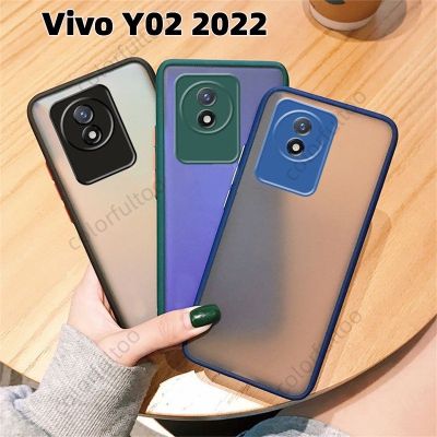 เคสโทรศัพท์ซิลิโคนสำหรับ Vivo Y02 4G Y 02 VivoY02 2022ผิวด้านโปร่งใสหรูหราเคส PC แบบแข็งชั้นกันกระแทกโทรศัพท์ฝาหลังป้องกันเลนส์กล้อง