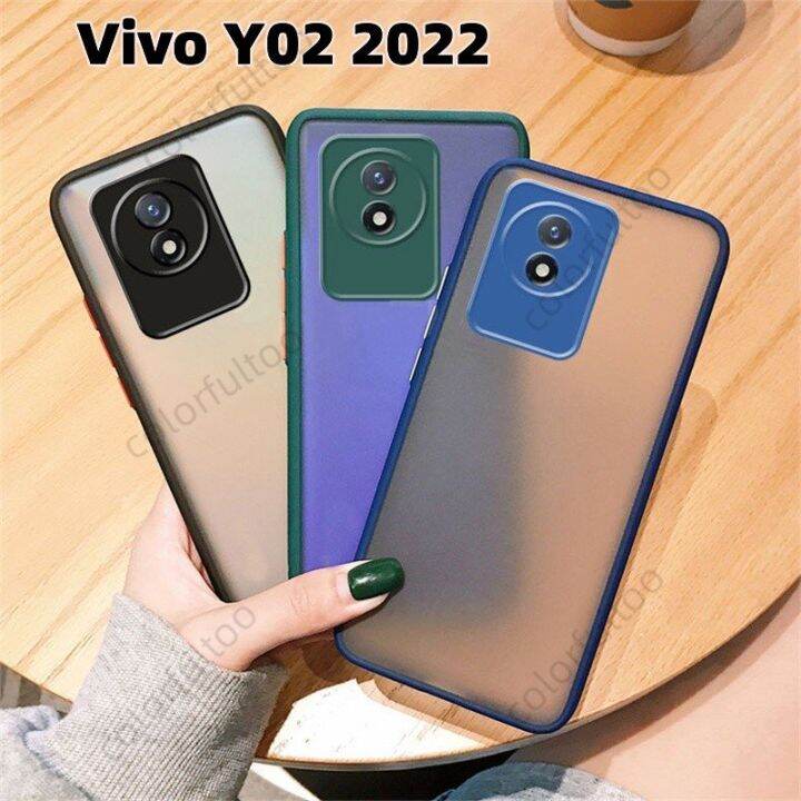 เคสโทรศัพท์ซิลิโคนสำหรับ-vivo-y02-4g-y-02-vivoy02-2022ผิวด้านโปร่งใสหรูหราเคส-pc-แบบแข็งชั้นกันกระแทกโทรศัพท์ฝาหลังป้องกันเลนส์กล้อง