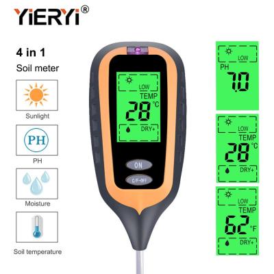 【In-Stock】 Yieryi เครื่องทดสอบอุณหภูมิเครื่องวัดค่า PH เครื่องวัดความชื้นของดินดิจิตอล4 IN 1สำหรับสวนฟาร์มสนามหญ้าพร้อมหน้าจอ LCD