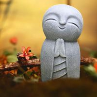 【CW】 Buddha Statues Cute Little Jizo Buddha Sculpture Figurines Garden Ornaments Jizo Buddhas Japanese Buddha Mini Statue Ksitigarbha