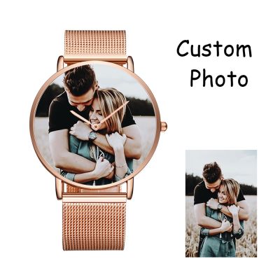 CL014 Private Label Mens Women Stainless Steel Watch Custom Your Own Logo Watch Design Relogio Print Picture Couple Gift Watch