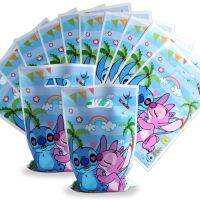 {Packing Shop} ถุงซานตาวันเกิดแฟนซีของขวัญปาร์ตี้ Lilo Stitch ของตกแต่งงานปาร์ตี้วันเกิดของเด็กผู้หญิงเด็กผู้ชายสีชมพูตะเข็บสีฟ้าพลาสติก