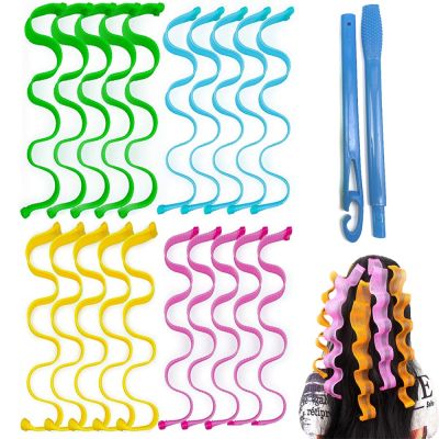 【LZ】∈  12 pçs rolo de cabelo mágico curler loop diy portátil penteado rolos varas onda formadores heatless modelador de cabelo curling ferramentas de cabelo