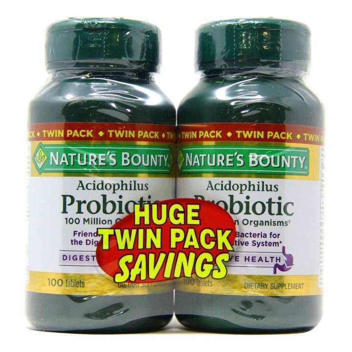 Nature's Bounty, Acidophilus Probiotic, Twin Pack, 100 Tablets Each ...