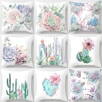 【CW】❍▫✸  Cactus Pattern Pillowcase Polyester Cushion Cover Throw Sofa Decoration Pillowcover