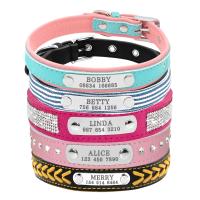 ☃ Bling Puppy Dog Cat Collar Personalized Engraved Pet Dog ID Tag Collars For Small Cats Dogs Custom Chihuahua Rhinestone Collars