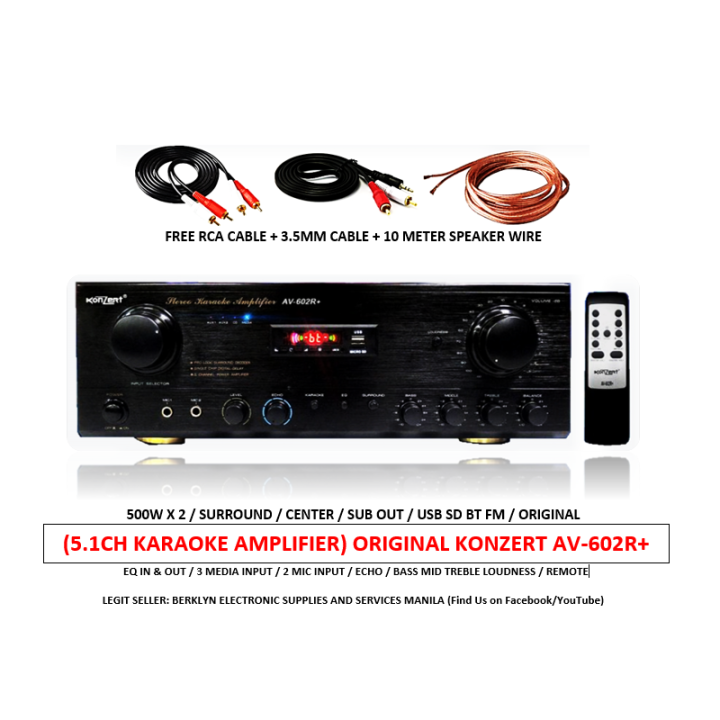 KONZERT AV602 R+ / 5.1CH / 500W X 2 / Stereo Karaoke Amplifier / USB
