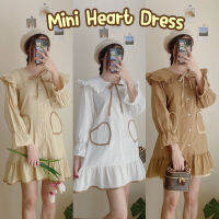 D030 : Mini Heart Dress เดรสคอปกแขนยาวแต่งโบว์