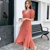 Casual Dress for Women Korean Plain Short Sleeve Dresses