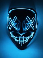 Halloween LED Cold Light Props Script Killing Werewolf Killing Party Disco Fun V-Shaped Ghost Face Luminous Mask Full Face 【OCT】